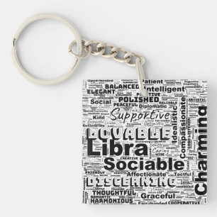 Libra Zodiac Word Cloud Inspiration Keychain