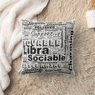 Libra Zodiac Word Cloud Inspiration Throw Pillow