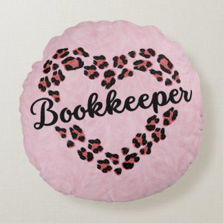 Libraire Leopard Heart Frame rose Coussin rond