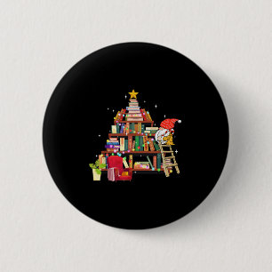 Librarian And Book Lover Christmas Library Tree Li 2 Inch Round Button