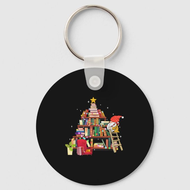 Librarian And Book Lover Christmas Library Tree Li Keychain (Front)