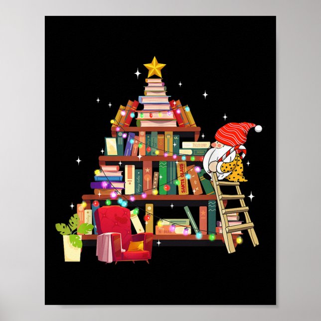 Librarian And Book Lover Christmas Library Tree Li Poster (Front)