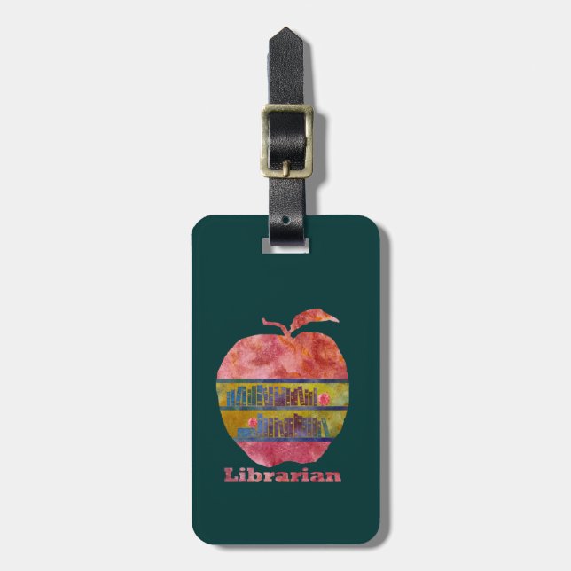 Librarian Apple Luggage Tag (Front Vertical)