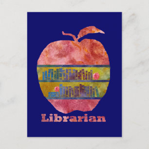 Librarian Apple Postcard