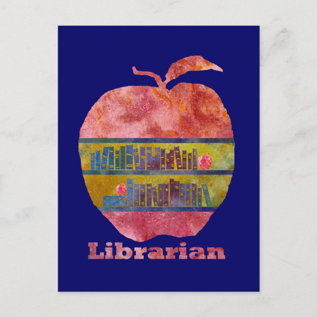 Librarian Apple Postcard (Front)