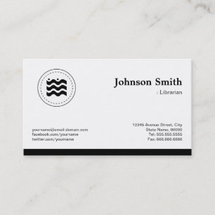 Librarian Black White Changeable Logo Business Card