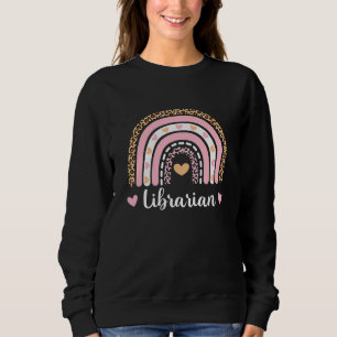 Librarian Boho Rainbow Leopard Back To School Sweatshirt