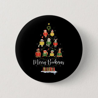Librarian Book Lover Books Christmas Tree Merry Bo 2 Inch Round Button
