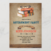 Librarian Book Themed Retirement invitation