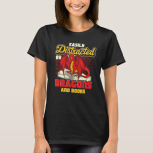 Librarian Bookworm Reading Cute Dragon  Book Drago T-Shirt