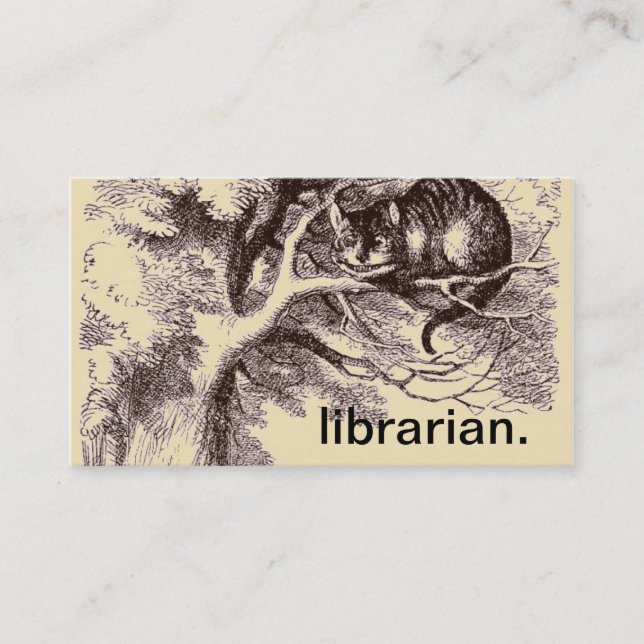 Librarian | Cheshire Cat Alice in Wonderland Business Card (Front)