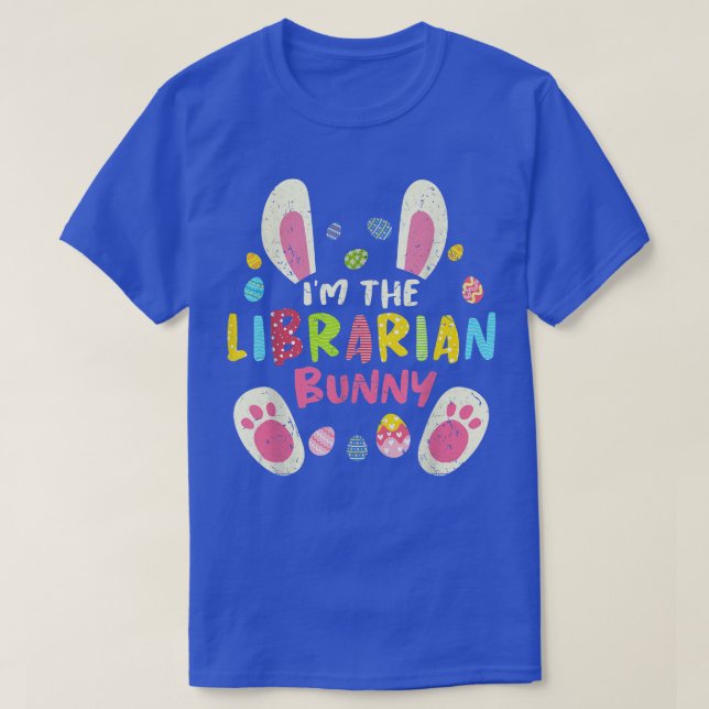 Librarian Easter Matching Family Party Bunny Face  T-Shirt (Design Front)