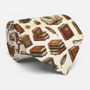 Librarian Faux Silk   Antique Books Gentleman's Tie