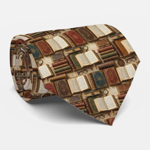 Librarian Faux Silk   Antique Books Gentleman's Tie