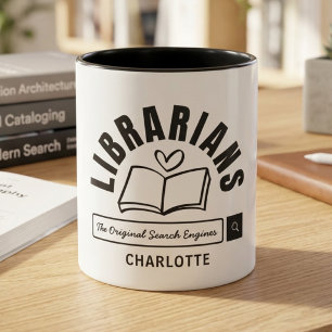 Librarian Gift Funny Saying Black and White Custom Mug