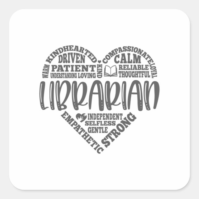 Librarian, library, book, books square sticker (Front)