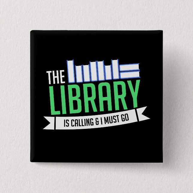 Librarian Library Books Gift 2 Inch Square Button (Front)