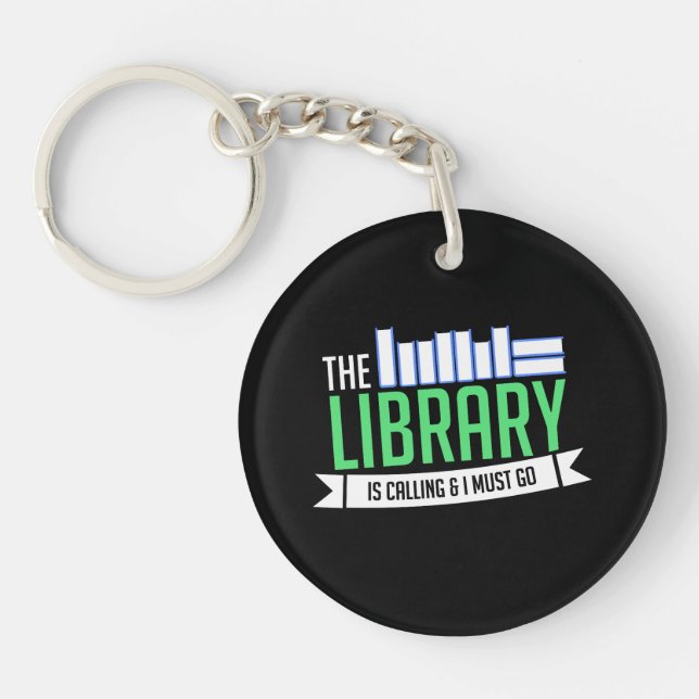 Librarian Library Books Gift Keychain (Front)