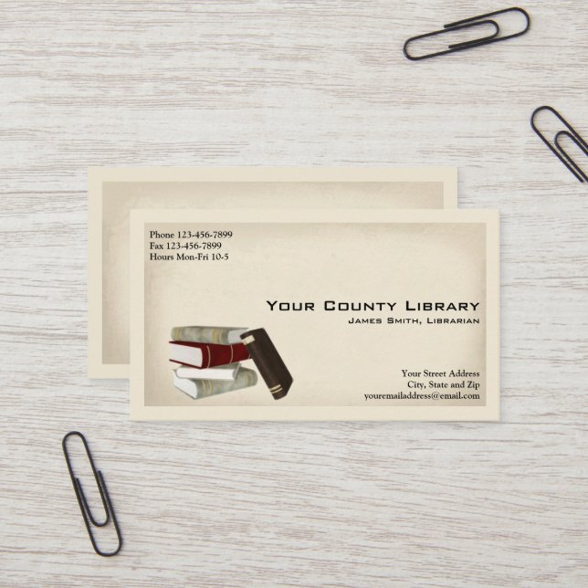 Librarian Library Business Card (Front/Back In Situ)