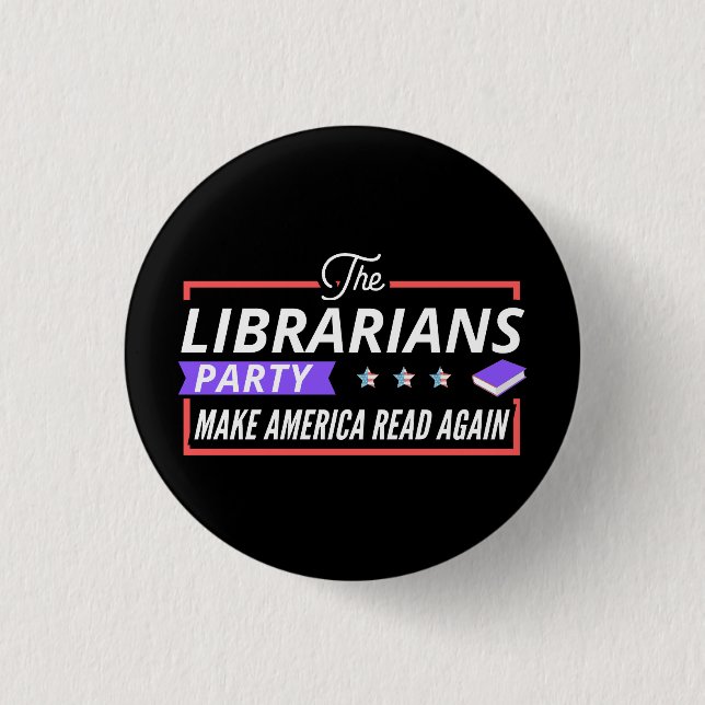librarian, library, reading, read, books, readers, 1 inch round button (Front)