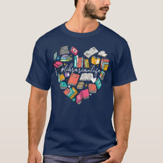 Librarian Life Valentines Day Bookaholic Reading B T-Shirt