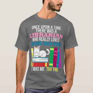 Librarian Loved Books And Cats Reading Bookworm T-Shirt