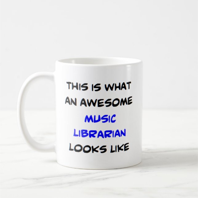 librarian music, awesome coffee mug (Left)