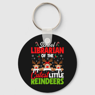 Librarian Of The Cutest Reindeers Christmas School Keychain