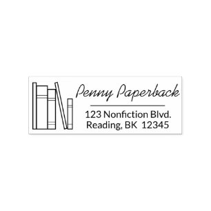 Librarian or Book Lover Book Spines Return Address Rubber Stamp
