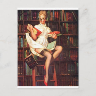 Librarian Pin Up Postcard