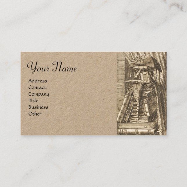LIBRARIAN PORTRAIT WITH BOOKS Kraft Paper Business Card (Front)
