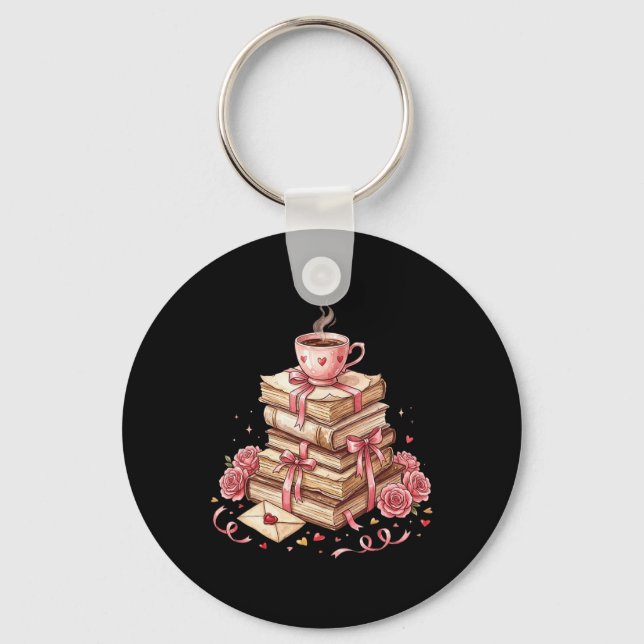 Librarian Reader Books Valentine Teacher Valentine Keychain (Front)