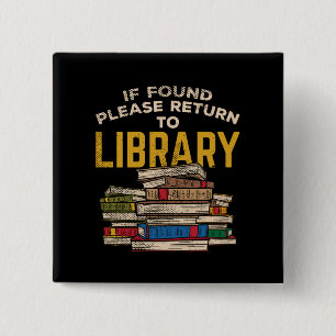 Librarian Reading Gift 2 Inch Square Button