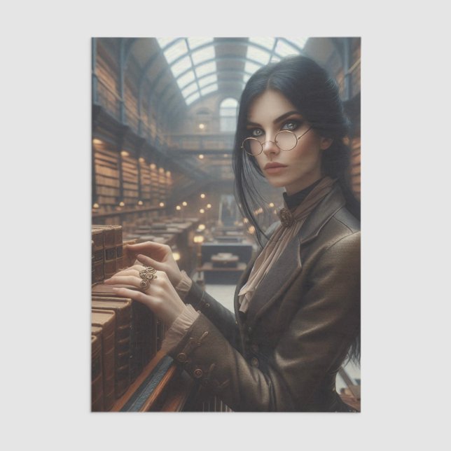 Librarian Steampunk Vintage Victorian Lady  Tissue Paper (Creator Uploaded)