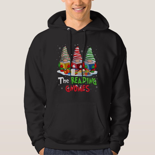 Librarian The Reading Gnomes Christmas Funny For B Hoodie (Front)