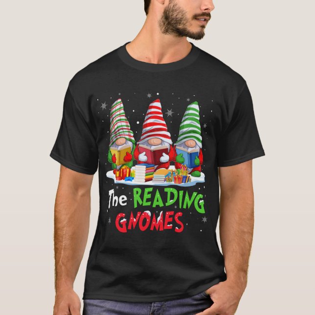 Librarian The Reading Gnomes Christmas Funny For B T-Shirt (Front)