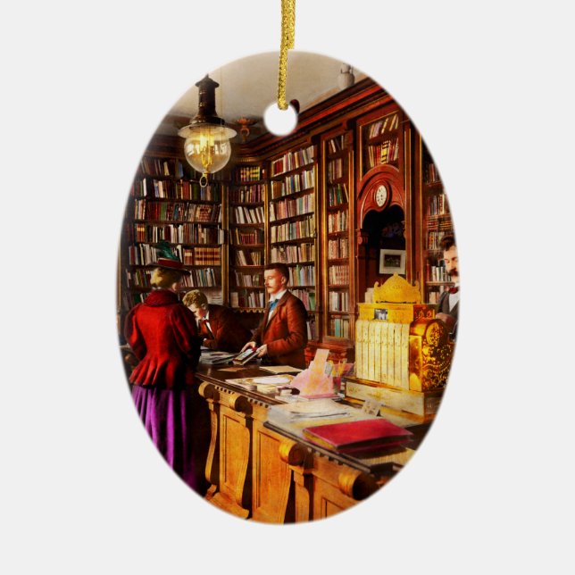 Library - A novel idea 1895 Ceramic Ornament (Front)