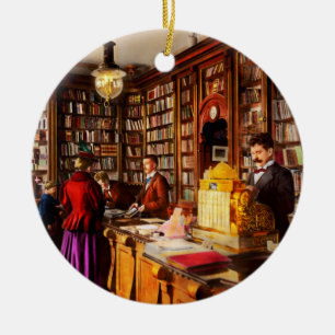 Library - A novel idea 1895 Ceramic Ornament