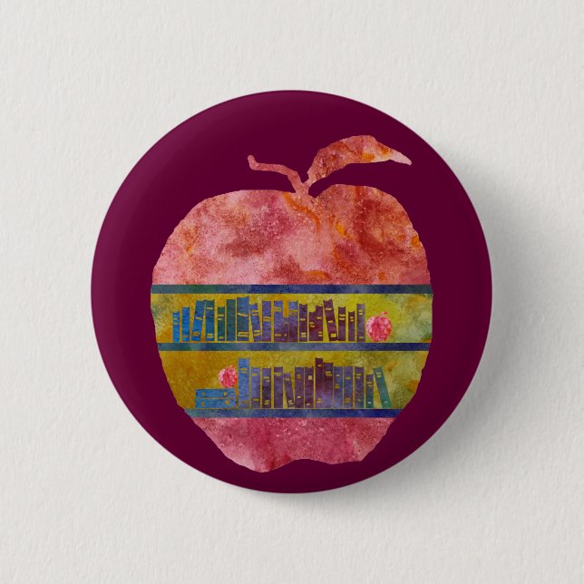 Library Apple 2 Inch Round Button (Front)