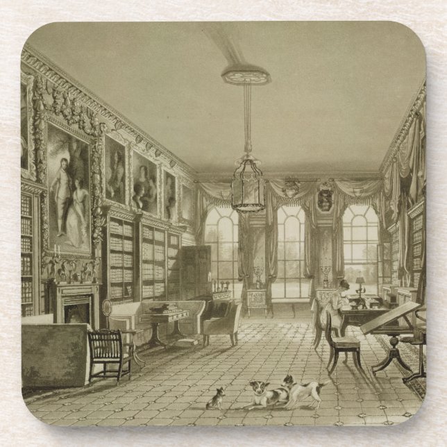 Library as Sitting Room, Cassiobury Park, c.1815, Coaster (Front)