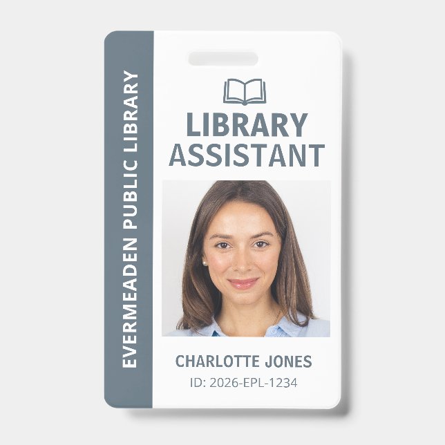 Library Assistant Identification Photo ID Badge (Front)