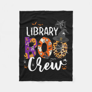 Library Boo Crew School Librarian Halloween Librar Fleece Blanket