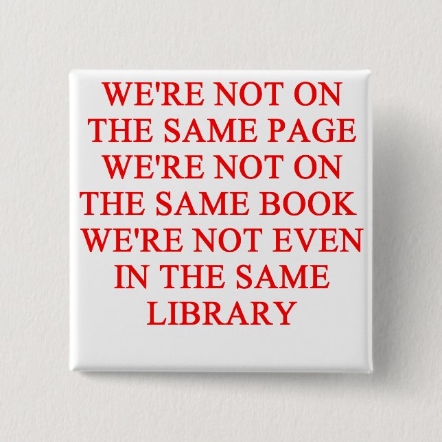 library book 2 inch square button (Front)
