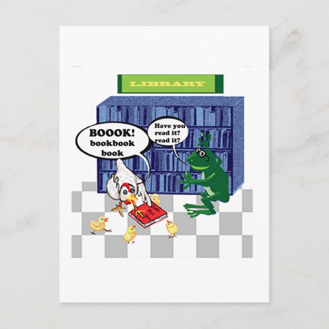 LIBRARY BOOK CHOOK JOKE POSTCARD (Front)