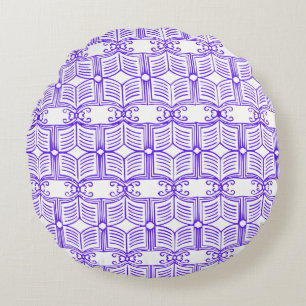 Library Book Pattern Round Pillow