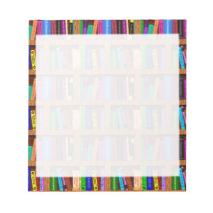 Library Book Shelf Pattern for Readers Notepad