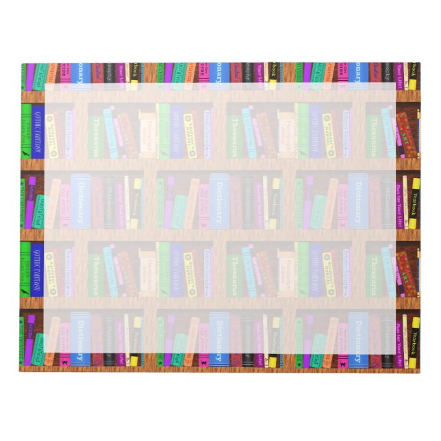 Library Book Shelf Pattern for Readers Notepad (Front)