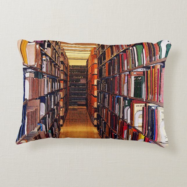 Library Book Shelves Accent Pillow (Back)