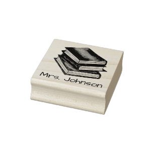 Library Book Stack Personalized Teacher Librarian Rubber Stamp