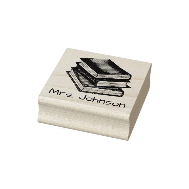 Library Book Stack Personalized Teacher Librarian Rubber Stamp (Stamp)